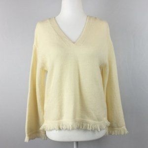 Anthropologie Knitted cream V-neck sweater Sz XSP